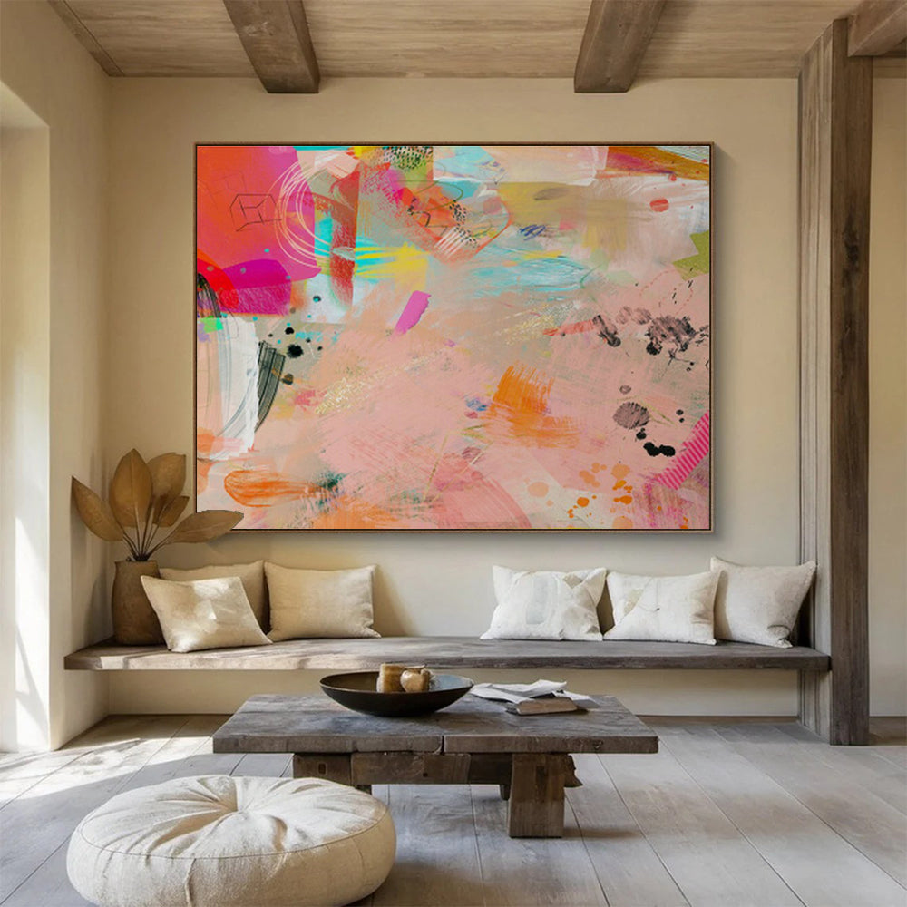Pink - Orange Artistic Abstract for Bohemian Living Spaces DLZ2463