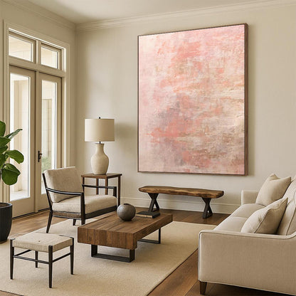 Pink - Gray Abstract Art for Feminine - Themed Bridal Suite Bedrooms DLZ0015