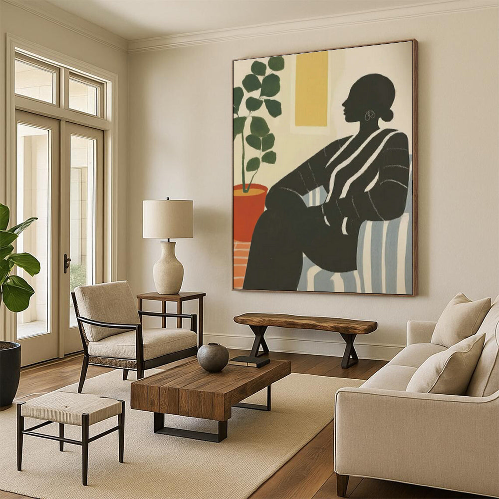 Silhouette with Plant Art for Mid - Century Modern Home & Wellness Space DLZ0697