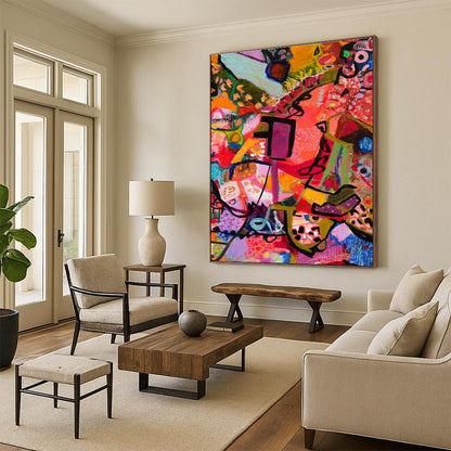 Pink - Dominant Abstract Art for Fashion Showroom & Girly Home Living Room DLZ2079
