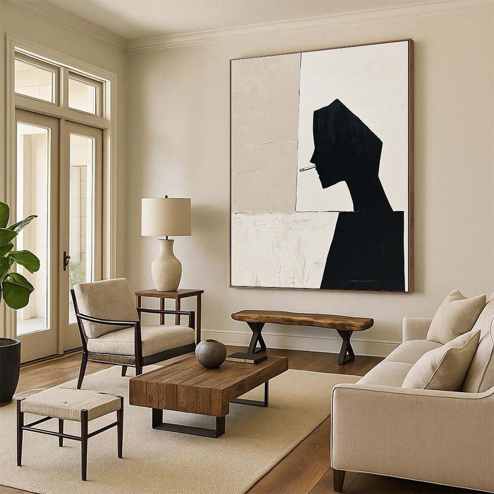 Silhouette with Cigarette Modern Abstract Portrait for Urban Art Café & Thought - Provoking Home Office STSC1486