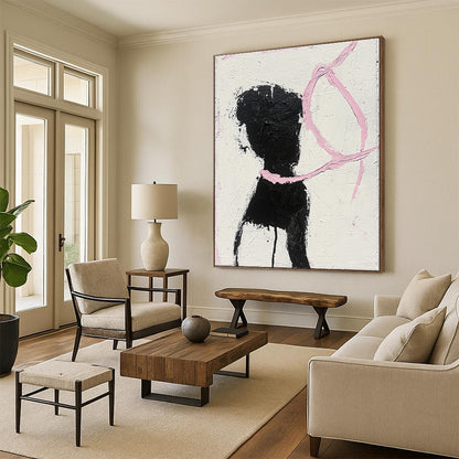 Black Silhouette with Pink Accents Art for Creative Teen’s Bedroom & Contemporary Art Pop - Up STSC1334