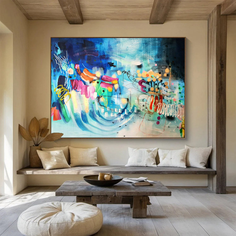 Blue - Tone Colorful Abstract Art for Coastal - Themed Restaurants DLZ2448