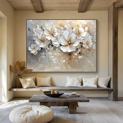Cream - Colored Floral Bouquet Art for Wedding Venue & Elegant Living Room SC001