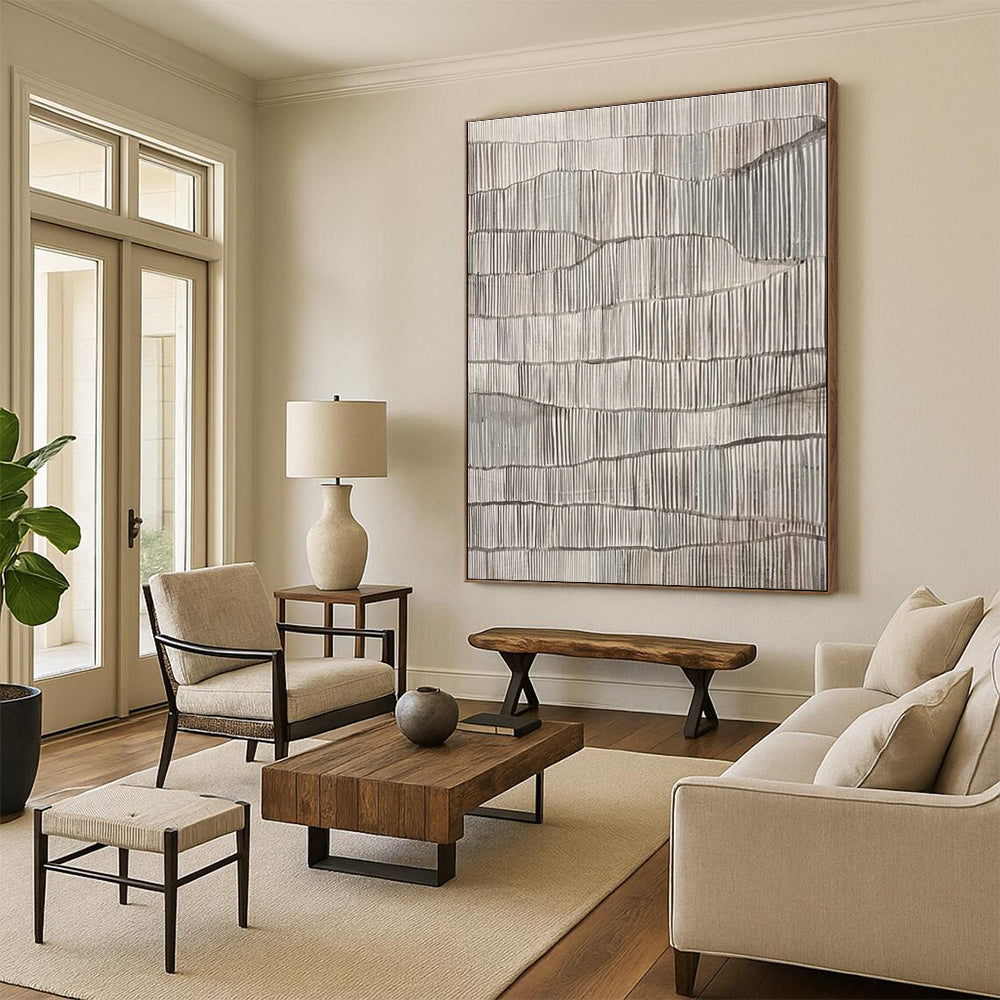 Wavy Line Textured Art for Coastal Restaurant & Art Gallery Atrium DLZ1041