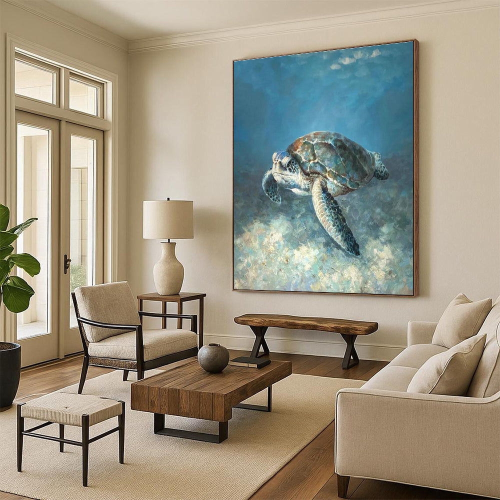 Realistic Sea Turtle Art for Coastal Home Bathroom & Marine - Themed Gallery DLZ2143