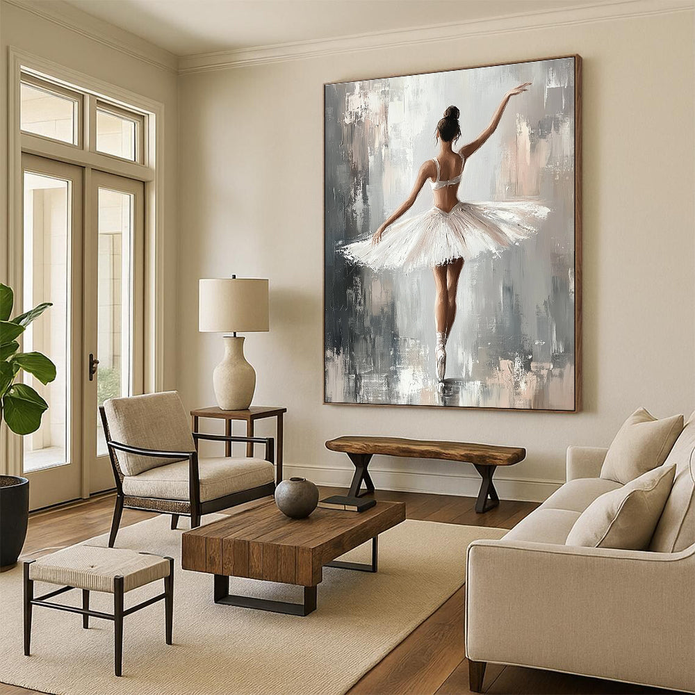 Ballerina in White Tutu Art for Dance Studio & Elegant Bedroom STSC1380