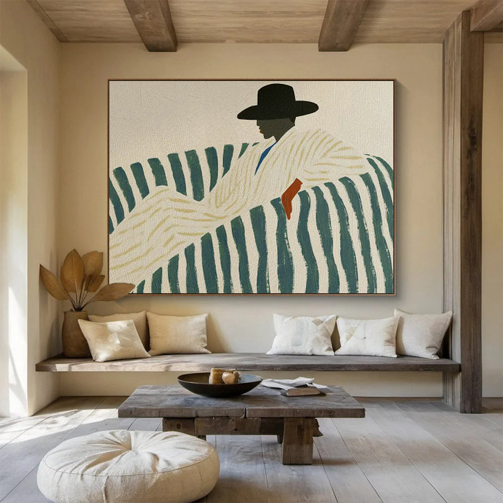 Striped Sofa Figure Art for Mid - Century Modern Living Rooms DLZ2613
