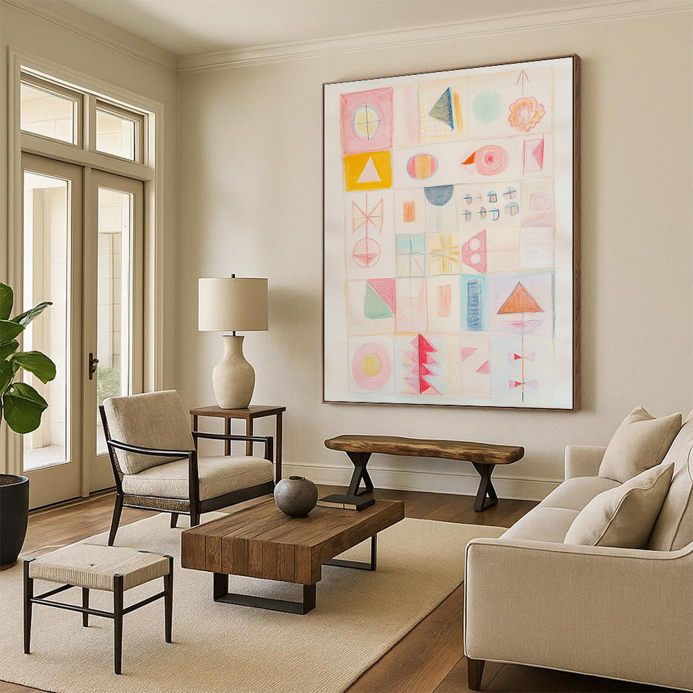 Pastel Geometric Shapes for Minimalist Nursery & Soft - Toned Art Gallery STSC985