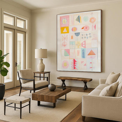 Pastel Geometric Shapes for Minimalist Nursery & Soft - Toned Art Gallery STSC985
