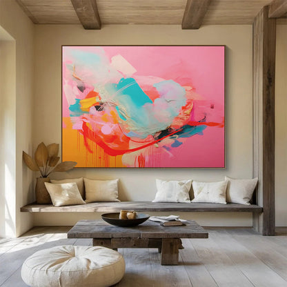 Pink - Orange Clash Abstract Art for Eclectic Living Space DLZ2886
