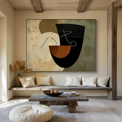 Geometric Neutral Tones Art for Modern Art Museum & Minimalist Café SC484