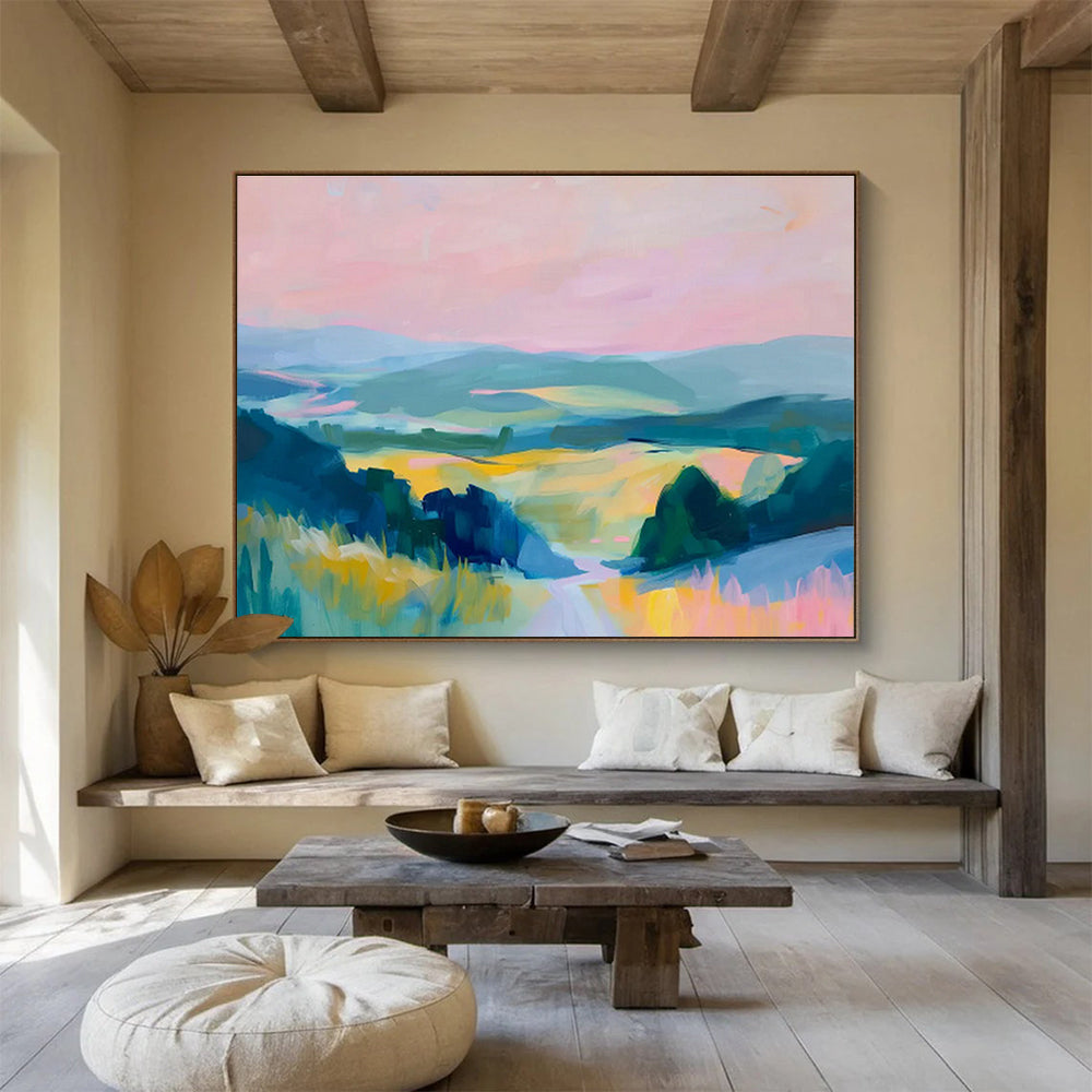 Pastoral Landscape Oil Painting for Rustic Farmhouse Dining Areas DLZ2594
