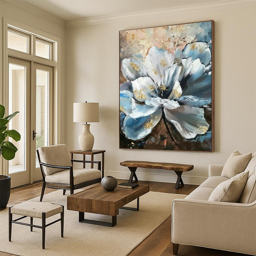 Blue - White Floral Art for Luxury Spa & Elegant Bedroom DLZ2335