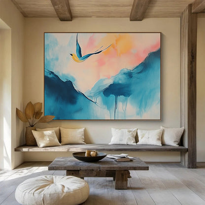 Dreamy Bird & Mountain Art for Bohemian Bedroom & Yoga Studio SC554