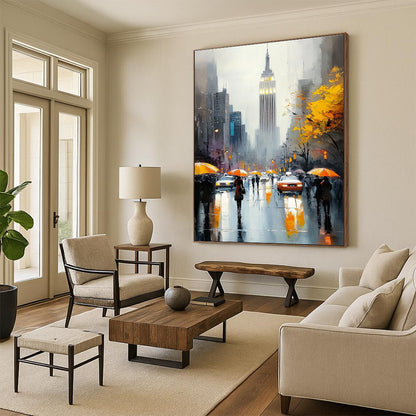 Rainy City Street with Umbrellas for Urban Loft & Rainy Day Café STSC1137