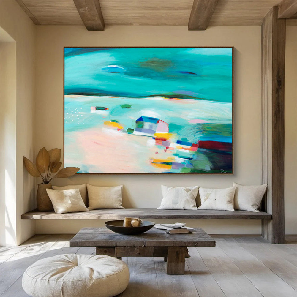 Blue - Green Landscape Abstract Art for Coastal - Inspired Patios DLZ2442