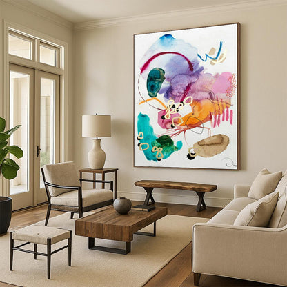 Watercolor Abstract Art for Spa Wellness Center Relaxation Rooms DLZ0178