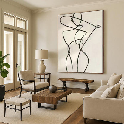 Continuous Line Figure Art for Modern Dance Studio & Minimalist Home DLZ2056