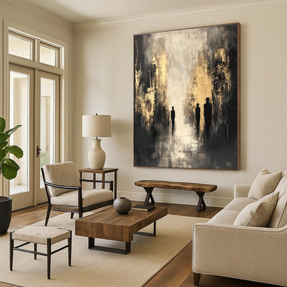 Silhouettes in Gold and Grey for Luxury Hotel Lobby & Sophisticated Home Office STSC371