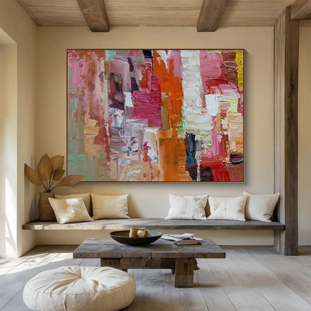 Pink - Orange Geometric Abstract Art for Cheerful Kitchen DLZ2759