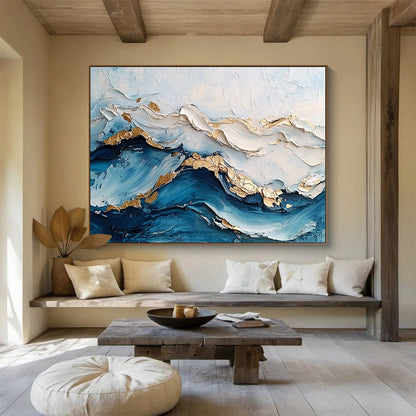 Minimalist Textured Wave Art for Scandinavian - Style Home & Calm Meditation Space SC102