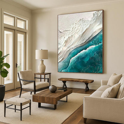 Textured Beach Scene Art for Coastal Living Room & Nautical Spa DLZ1401