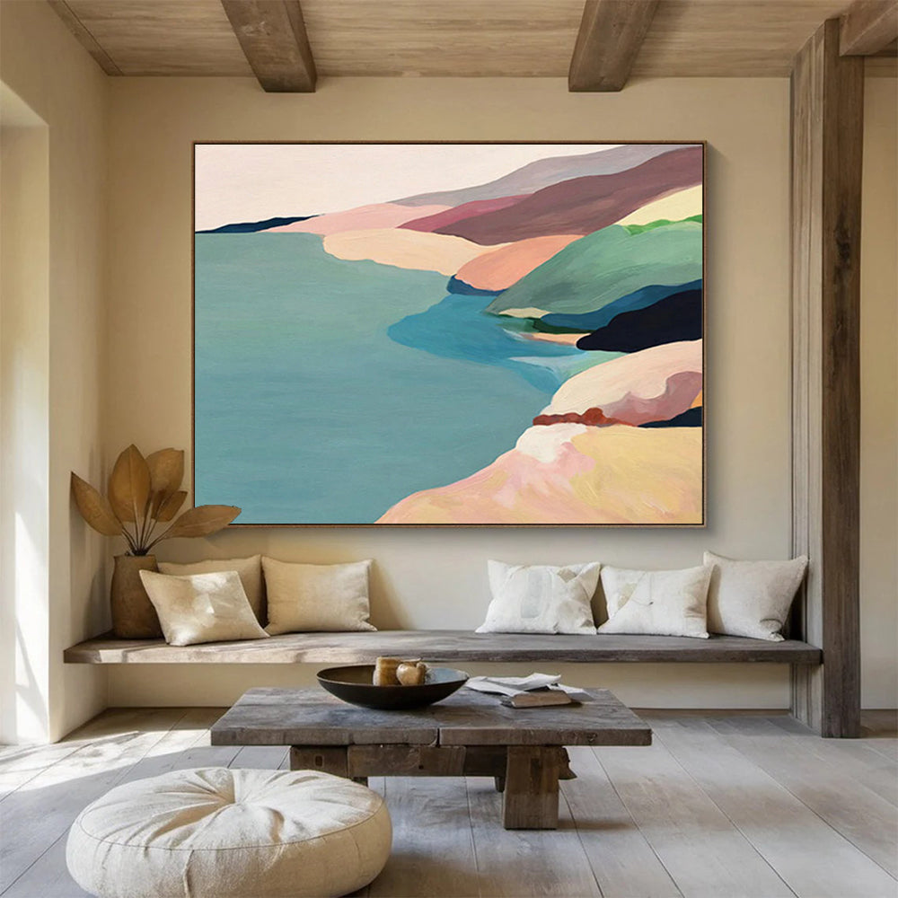 Colorful Coastal Landscape Art for Beach House Living Rooms DLZ3125