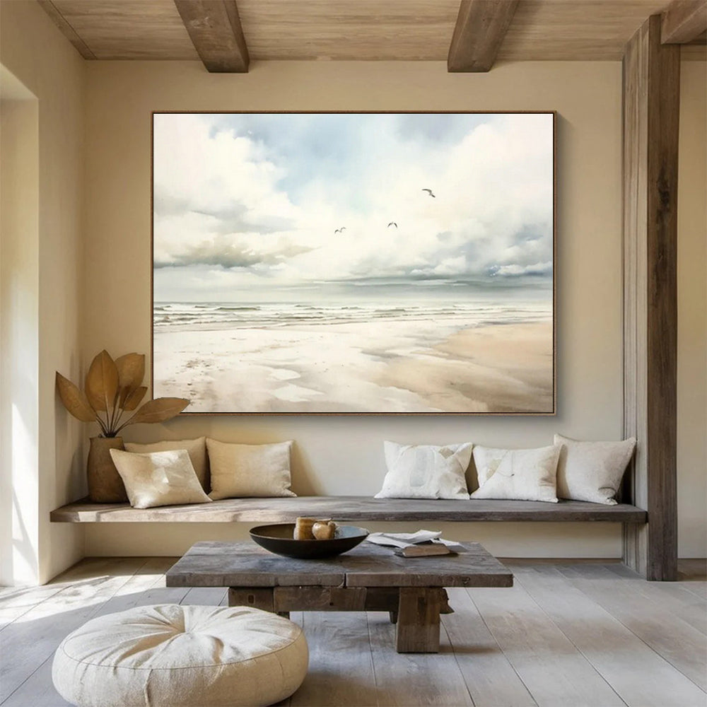 Ethereal Watercolor Seaside Painting for Coastal - Themed Bedroom Retreat DLZ2704