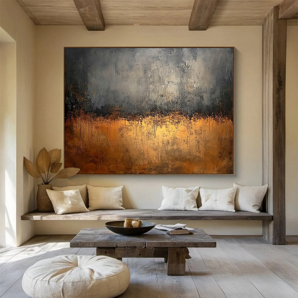 Gray & Gold Drip Art for Industrial - Chic Home & Modern Art Gallery SC146