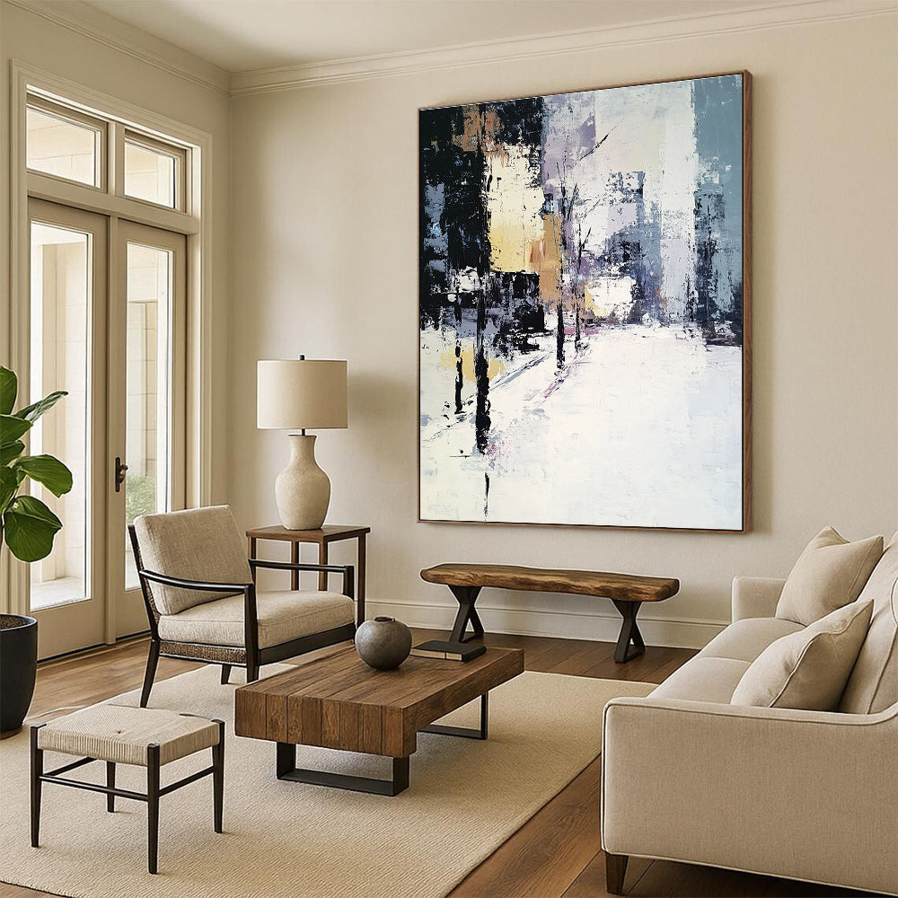Abstract Urban Winter Scene for Scandinavian - Style Home & Art Gallery Winter Exhibition STSC159