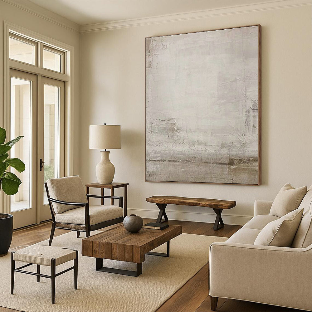 Gray - White Textured Art for Industrial Loft & Minimalist Bedroom DLZ1876