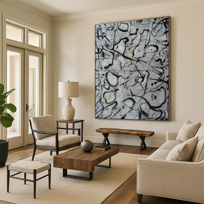 Monochrome Abstract Line Art for Modern Office & Art Gallery DLZ2291