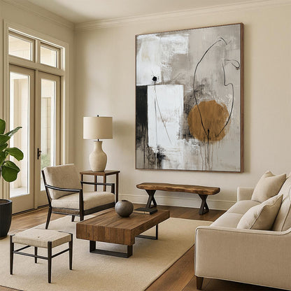 Geometric Neutral Tones Abstract for Minimalist Home Office & Art - Centric Library STSC777