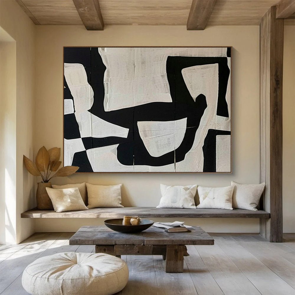 Black - White Collage Abstract Art for Edgy Urban Café Walls DLZ3129
