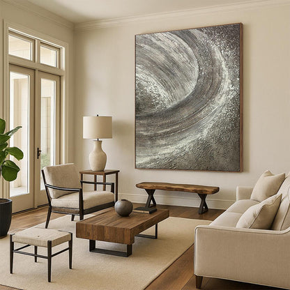 Textured Gray Swirl Art for Industrial Loft & Modern Art Gallery DLZ2242