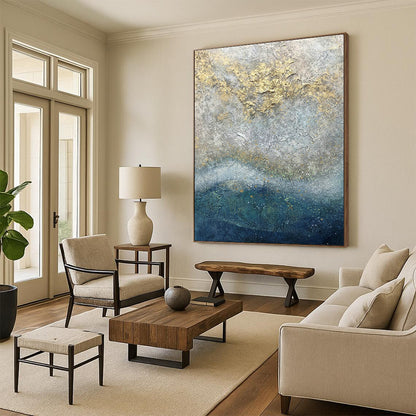Gold - Gray Textured Sea Art for Luxury Yacht Club & Rooftop Sunset Bar DLZ0965