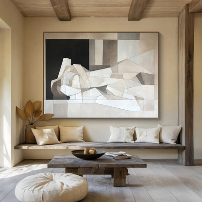 Geometric Neutral Tones Art for Modern Art Museum & Minimalist Office SC457