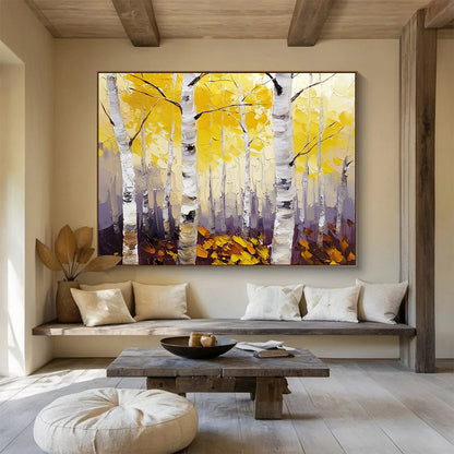 Golden Birch Forest Art for Autumn - Themed Restaurant & Rustic Home SC407