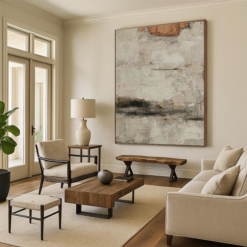 Light Gray Abstract Art for Minimalist Home Library Corners DLZ0183