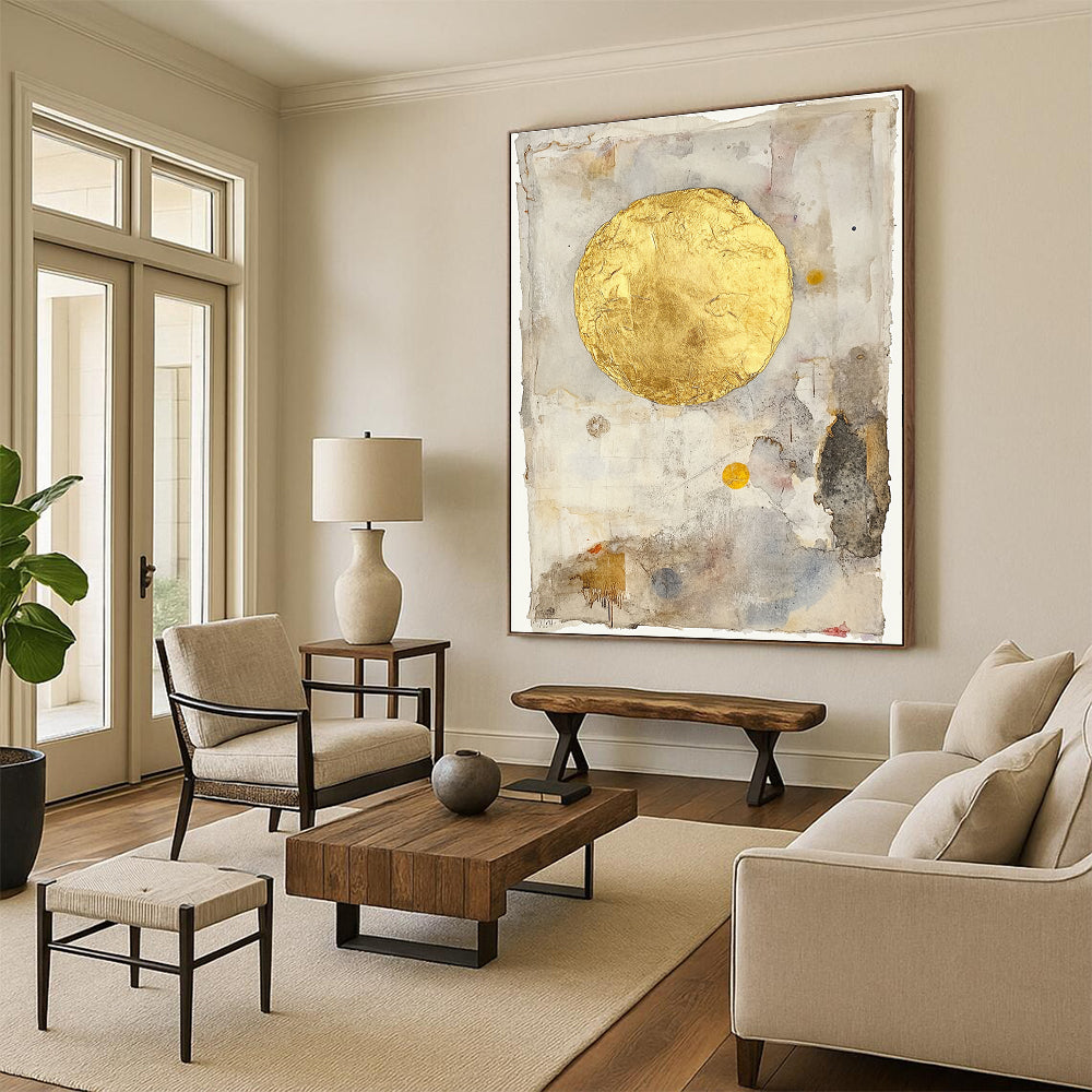 Gold Circle Collage for Art - Centric Lounge & Sophisticated Home Library STSC286
