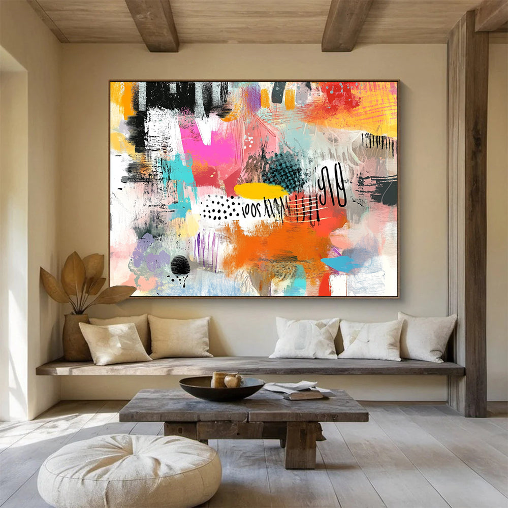 Whimsical Colorful Abstract Art for Family Playroom & Bohemian - Style Café SC508
