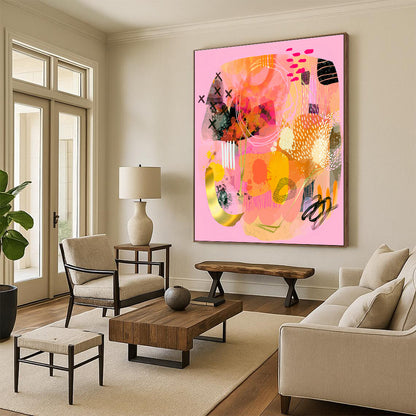 Pink - Themed Abstract Collage Art for Beauty Salon & Girls’ Night In Space DLZ0649