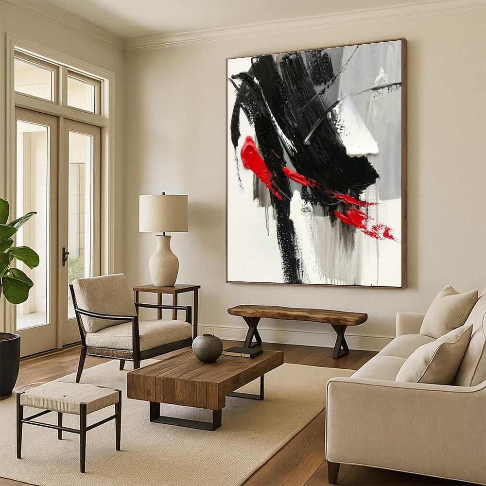 Black - Red - Gray Abstract Art for Rock Music Venue & Edgy Home Office DLZ1669
