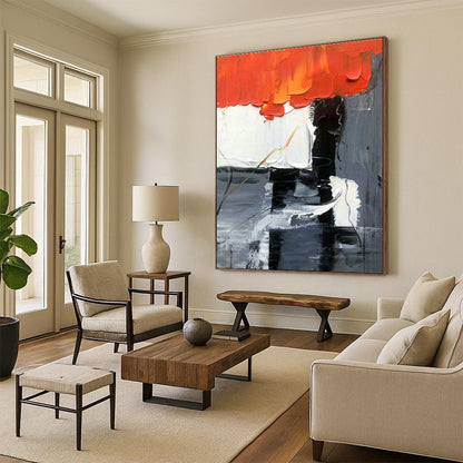 Red - Black - White Abstract Art for Corporate Boardroom & Modern Art Museum DLZ1065