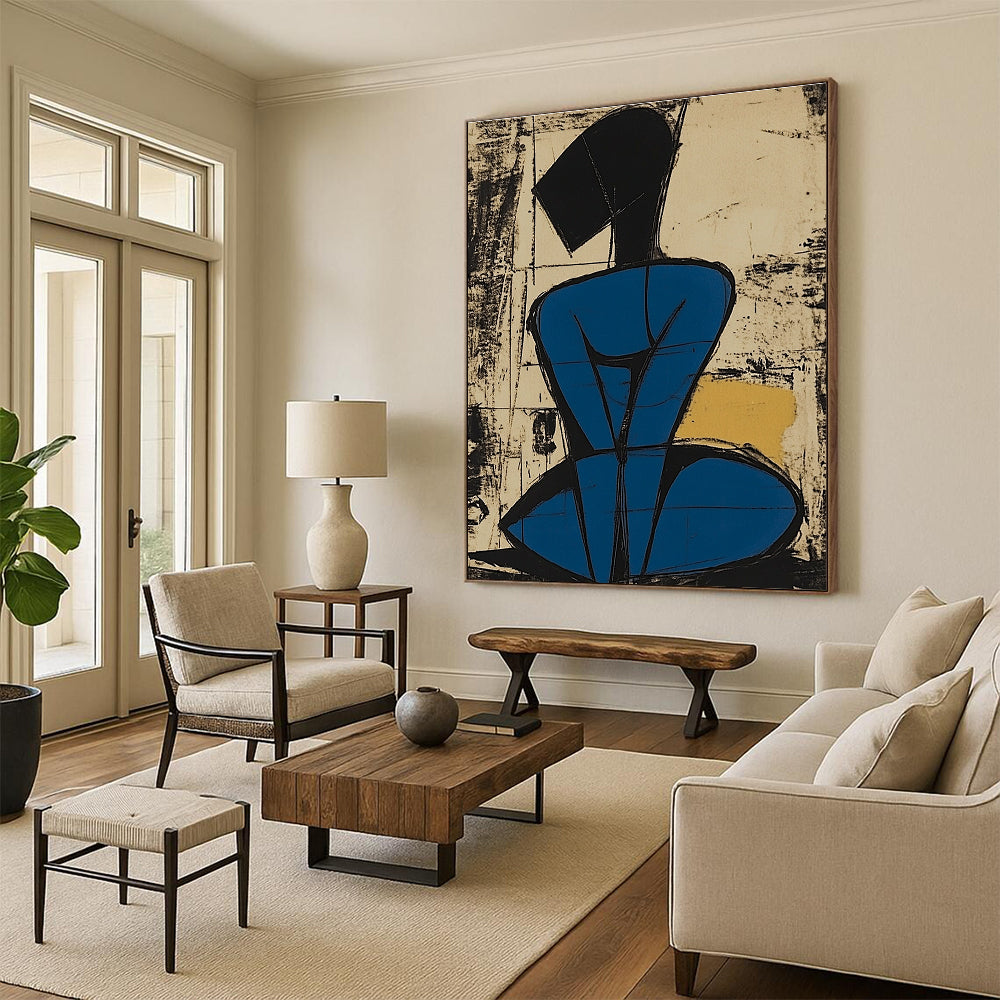 Abstract Figure in Blue for Mid - Century Modern Office & Avant - Garde Art Studio STSC984