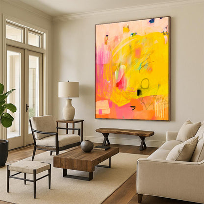 Sunny Yellow Abstract Art for Breakfast Nook & Kids’ Playroom DLZ0644