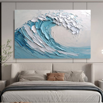 Textured Blue - White Wave Art for Coastal Restaurant & Nautical - Themed Home SC002