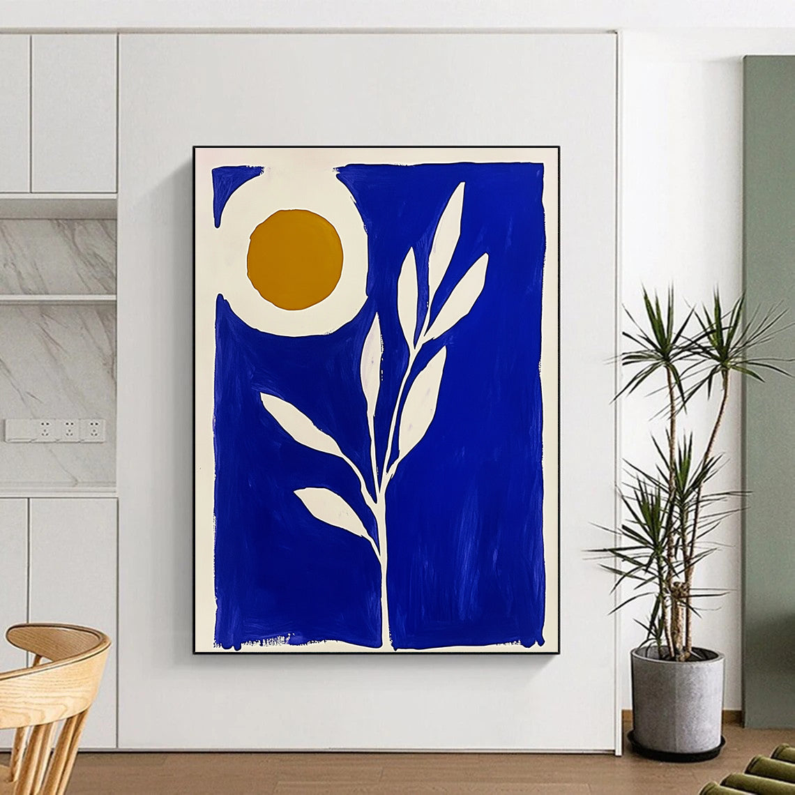 Blue Botanical with White and Gold Circle for Luxury Spa & Bohemian - Chic Bedroom STSC921