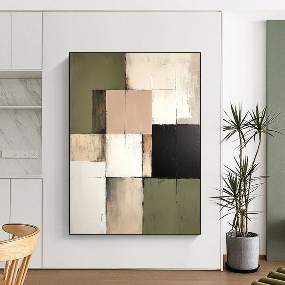 Muted Color Block Grid for Sophisticated Library & Minimalist Home Office STSC765